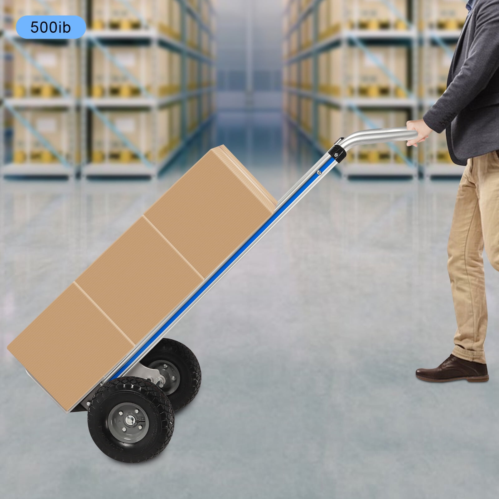 Heavy Duty Stair Climbing Cart 500lbs Folding Hand Truck Dolly w/ Wheels for Offices, Campsites, Event Venues, Catering, Moving, Express Delivery, Warehouses