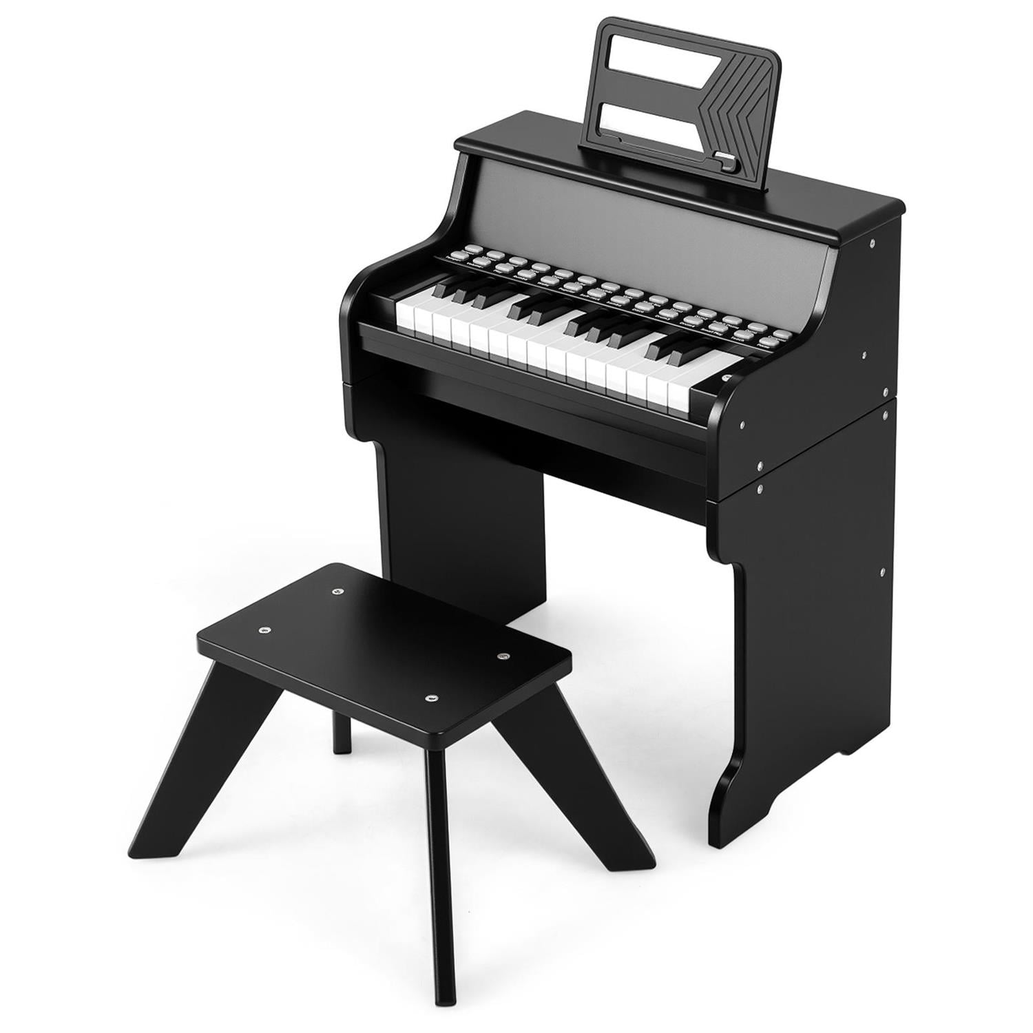 Demi Bonn Black 25-Key Piano with Stool, Music Enlightenment, Sturdy Design, Adjustable Speed & Volume, Record/Playback
