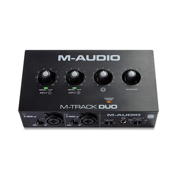 M-Audio MTRACKDUO 2 Channel USB Audio Interface with with 2 Mic-Line-Instrument Inputs, Phantom Power, USB Bus Power & Bundled Software, Black