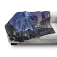 thumbnail image 3 of Landscape Soft Flannel Fleece Throw Blanket, Modern Scenery Image with Kuala Lumpur Cityscape Skyscrapers Artwork Print, Cozy Plush for Indoor and Outdoor Use, 70" x 90", Multicolor, by Ambesonne, 3 of 6