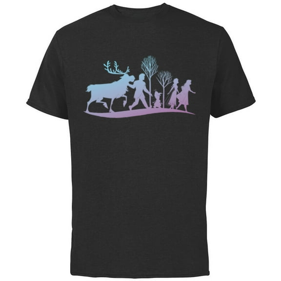 Disney Frozen 2 Characters Gradient Silhouette - Short Sleeve Cotton T-Shirt for Adults - Customized-Black