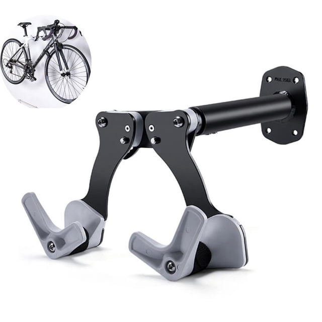 Safe Secure Bike Wall Mount Rack for MTB Road Bicycles, Adjustable Extendable Foldable Indoor Storage, Horizontal Cycling Hook Hanger Organiser, Durable Reliable in Garage or Home