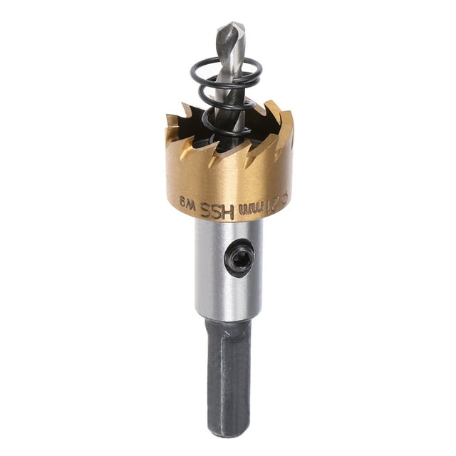 Uxcell Broca de sierra de corona HSS de 21mm recubierta de titanio para acero inoxidable, aleación de madera