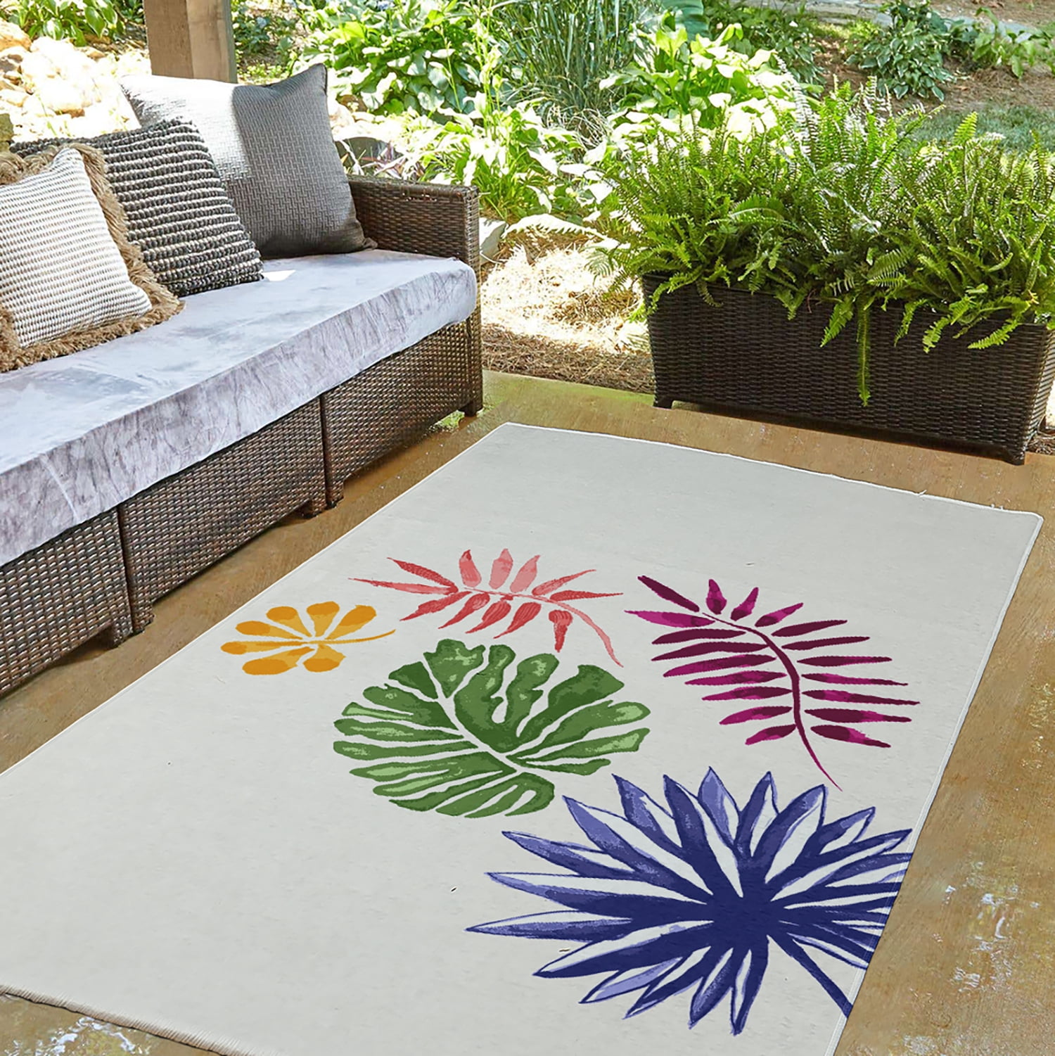 Simply Daisy 3' x 5' Multi Brambles Spring Chenille Indoor/Outdoor Rug