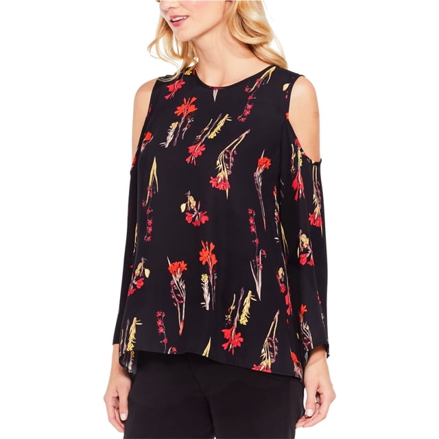 Vince Camuto Blusa de punto floral para mujer, negra, pequeña Vince Camuto Tejer