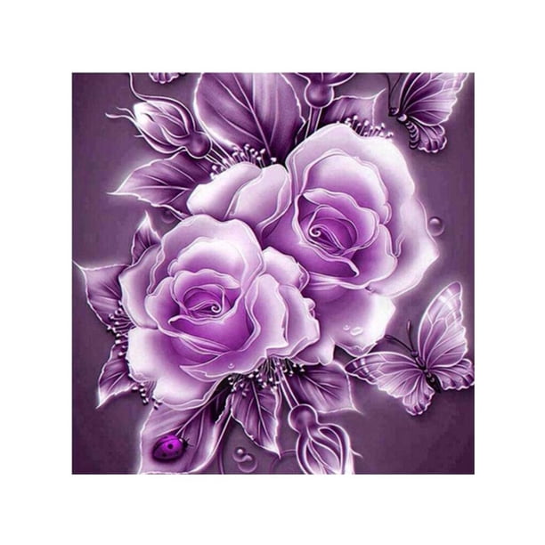 Kits de pintura de diamante rosa flor decoración de pared de diamante completo bordado punto de cruz artesanía, rojo Sweethay HA5459-03B