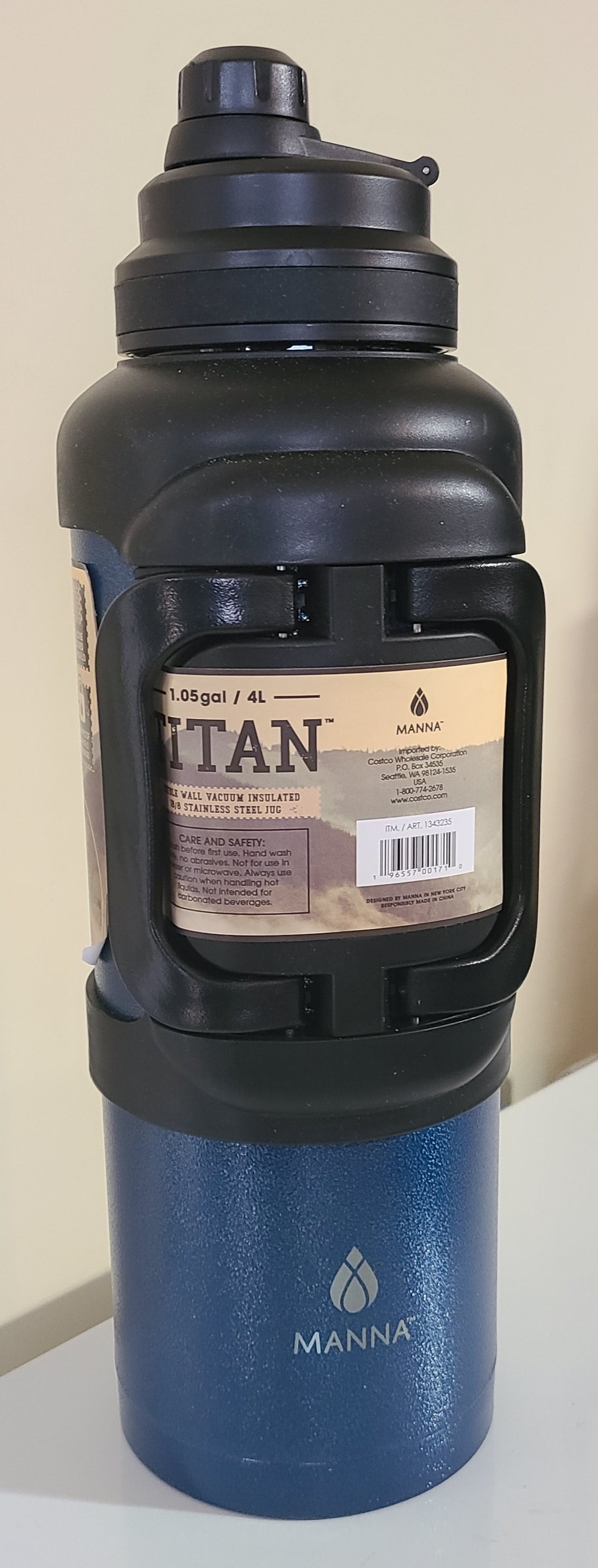 Manna Titan 1 Gal. Onyx Stainless Steel Vacuum Insulated Jug 20921 - The  Home Depot