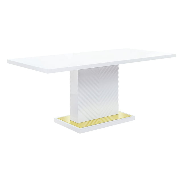 Acme Furniture Table de Salle à Manger Rectangulaire, Blanc Brillant