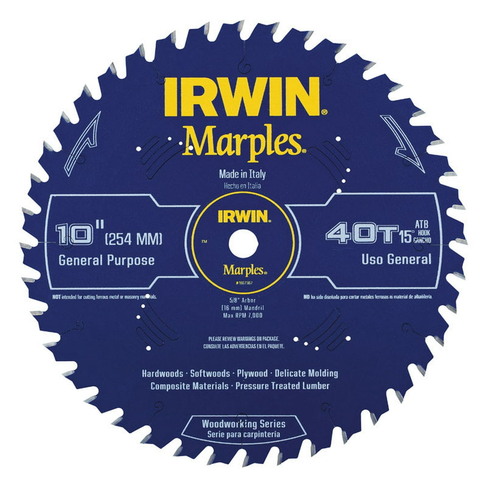 Irwin Marples 10 Dia. x 5/8 in. Carbide Woodworking Circular Saw Blade