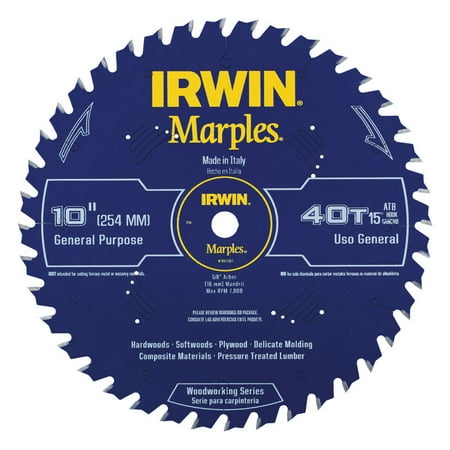 Irwin Marples 10 Dia. x 5/8 in. Carbide Woodworking Circular Saw Blade 40 teeth 1