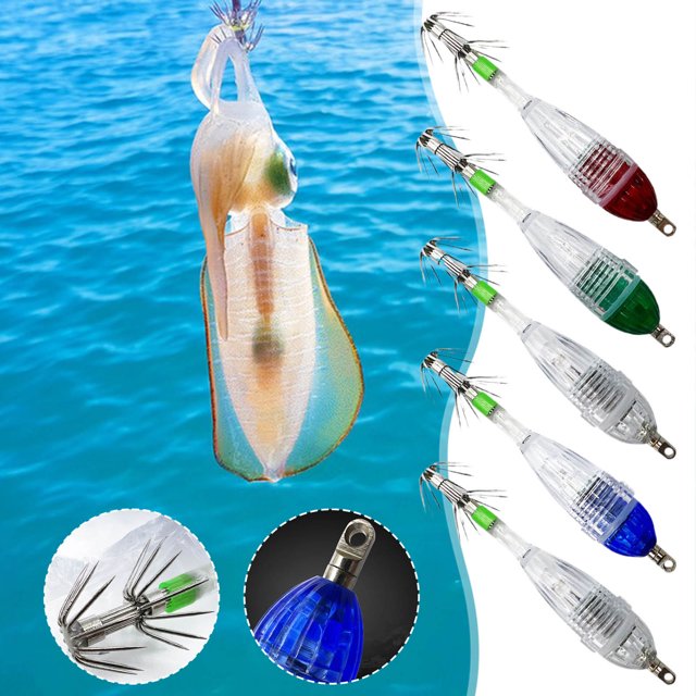 Fiudx Luz de Pesca, Tecnología Led para Atraer Calamares Bajo El Agua, Instalación Rápida Del Anzuelo con Paraguas, Kit Completo con Anzuelos y Batería, Esencial para La Pesca Nocturna, Fácil de Usar