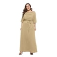 thumbnail image 1 of U.Vomade Robe d'Été pour Femme Grande Taille, Couleur Unie, Manches Courtes, Col Rond, Robe Décontractée, 1 of 6