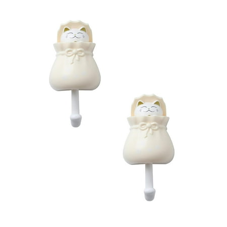 

Oleegame 2PC Kitchen Clips For Bags Cat Cute Hook No Hole Wall Hanging Door Back Clothes Hook
