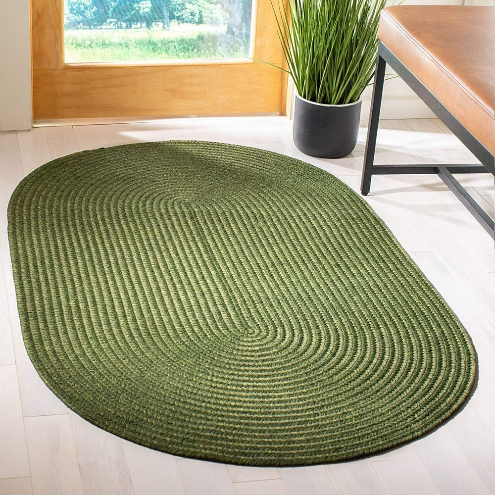 Safavieh Braided Collection BRD315A Hand Woven Green Oval Area Rug (4