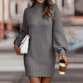 thumbnail image 4 of Afdoent Dresses for Women Autumn Winter Long Sleeve Turtleneck Solid Color Casual Sweater Dress Ladies Sweater Dress Elegant, 4 of 6