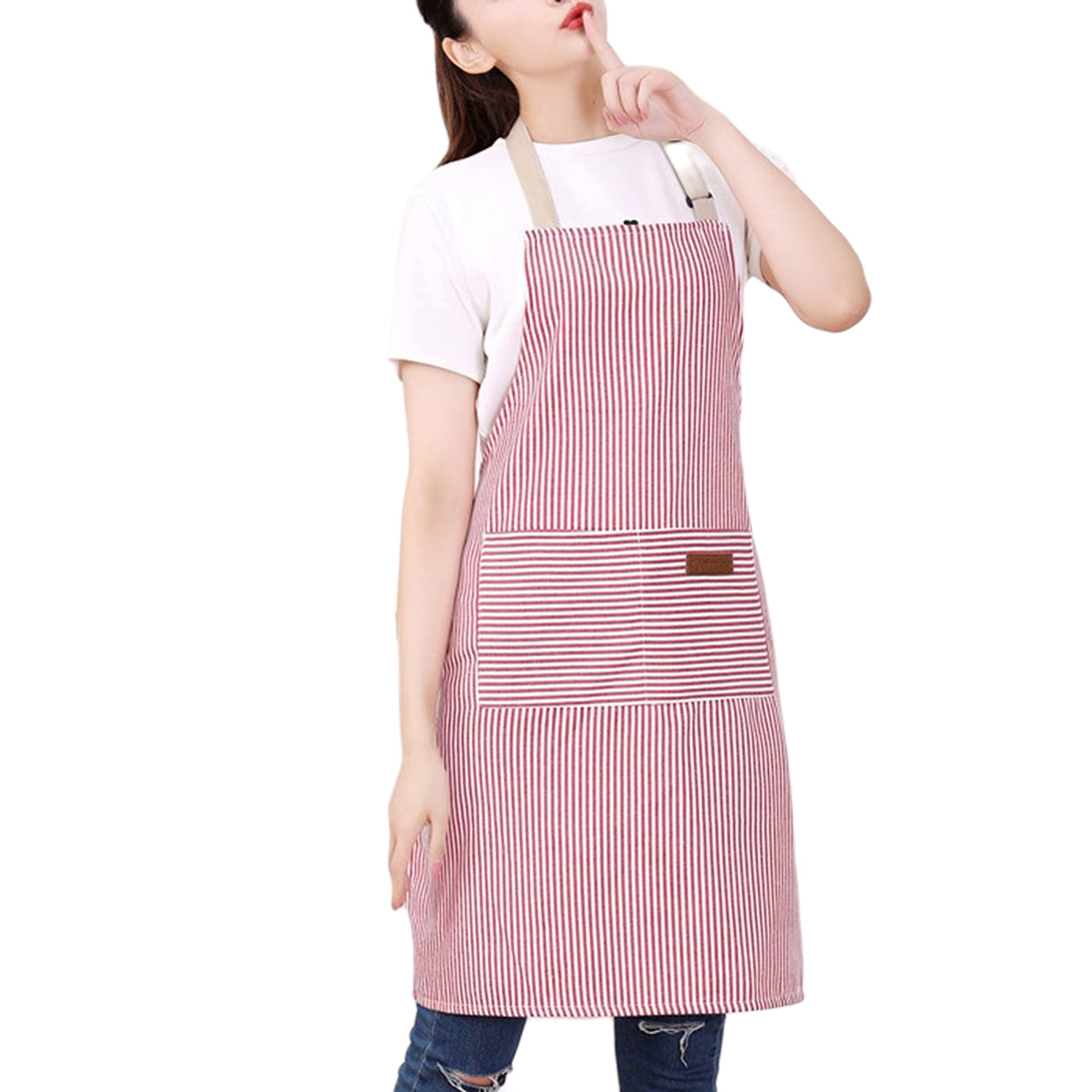 NEW Adult Cotton Blue & White Butcher Stripe Chefs Apron with Pockets