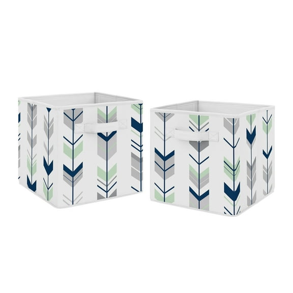 Mod Arrow Grey Navy Mint Fabric Storage Bins (Set of 2) by Sweet Jojo Designs