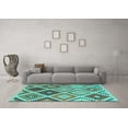 thumbnail image 3 of Ahgly Company Machine Washable Indoor Rectangle Southwestern Turquoise Blue Country Area Rugs, 5' x 7', 3 of 4