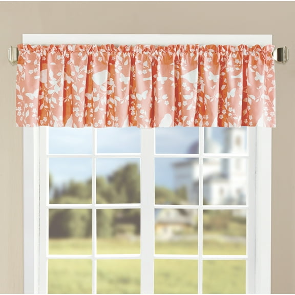 Home Soft Things Printed Microfiber Birdsong Valance 2 Piece Set - Coral - 60" x 18"