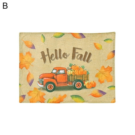 

SANWOOD Pad Good Heat Insulation Durable Useful Thanksgiving Pumpkin Maple Leaf Placemat