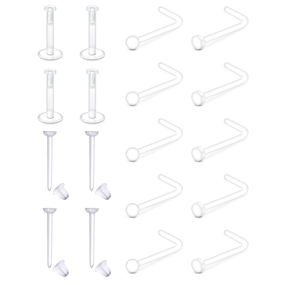 Clear Nose Studs for Work Clear Nose Rings Piercing Retainer for Surgery Bioflex Plastic Nose Ring Spacers Retainer Jewelry for Septum Lip Earrings
