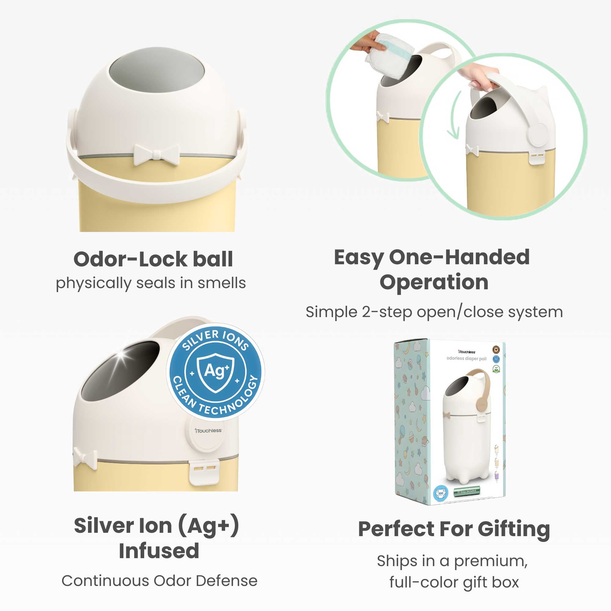 iTouchless Odorless Diaper Pail (Sand Almond)