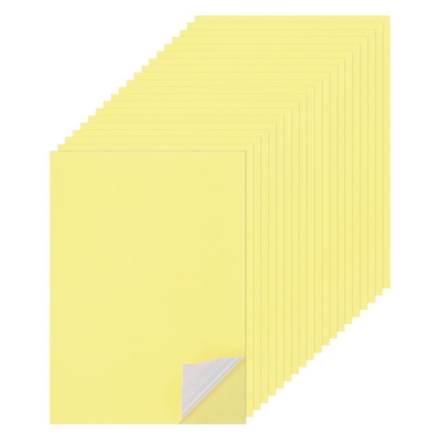 Unique Bargains 25 Sheets Printable Sticker Cardstock Paper, 8"x12" A4 Self Adhesive Sticker Backing CardStock Paper 250gsm Light Yellow