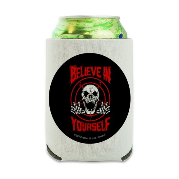Believe in Yourself Skull Funny Humor Can Cooler - Drink Sleeve Hugger Collapsible Insulator - Beverage Insulated Holder