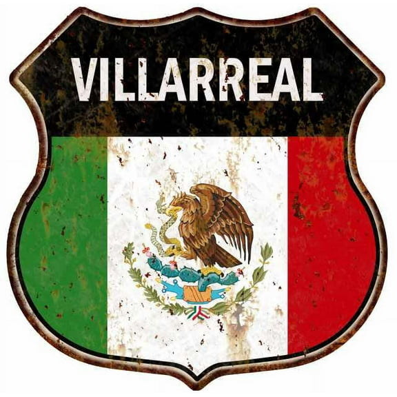 VILLARREAL Mexican Flag Sign Shield Metal Gift Mexico 211110008102