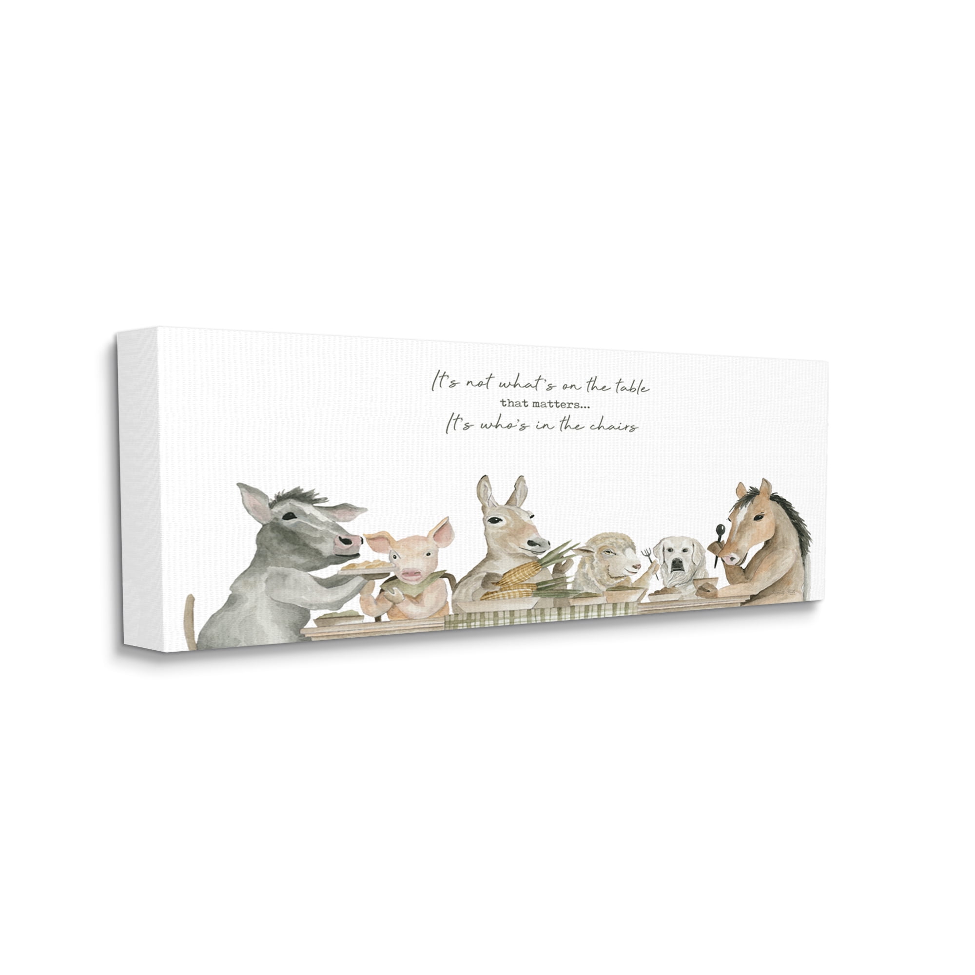 Stupell Industries Farmhouse Family Meal Animals & Insects Painting Gallery Wrapped Canvas Print Wall Art, 24 x 10