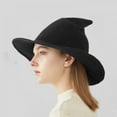 thumbnail image 2 of Halloween Witch Hat Women Black Cute Knitted Costume Wool Cosplay Party Girl Wide Brim Foldable Pointed Daily Accessory, 2 of 4