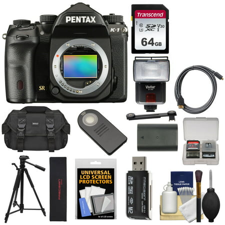 Pentax K-1 Mark II Full Frame Wi-Fi Digital SLR Camera Body with 64GB Card + Battery + Flash + Tripod + Cases +