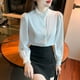 thumbnail image 4 of Blusas,Blusa de manga corta con cuello en V para mujer, blusa holgada con volantes, camisa estampada de poliéster, ropa informal para el hogar, sopatenor, 4 of 4