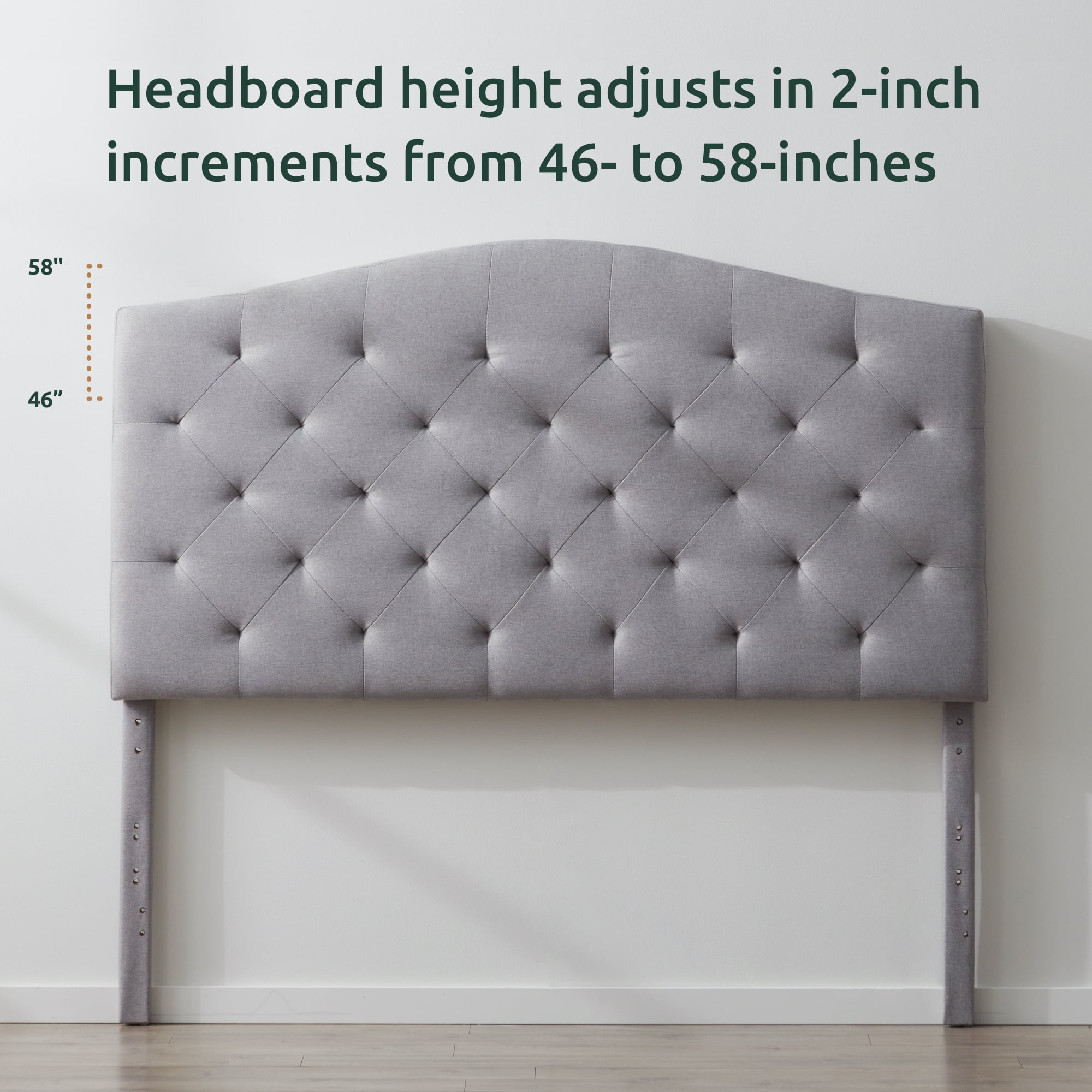 Rest Haven Hillboro Curved Edge Upholstered Headboard, Queen, Cream