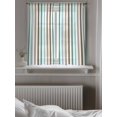 thumbnail image 5 of Brown Stripe Tier Curtains 45 Inch Length,Sheer Curtains for Bedroom Living Room Window Ombre Geometric Teal Green Vertical Striped Small Half Window Kitchen Curtains & Drapes 27.5"x45" 2 Panels, 5 of 6