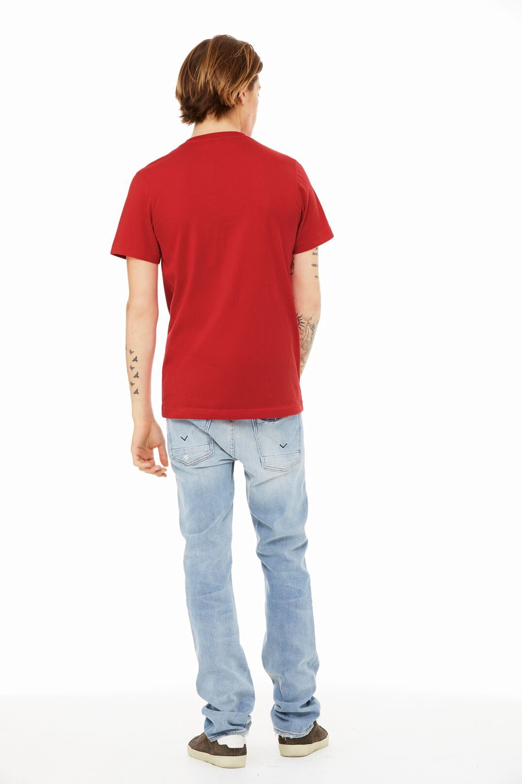 BELLA+CANVAS Adult Short Sleeve V-Neck Personalized T-Shirt, Create your own Designs, Red, Large, Unisex