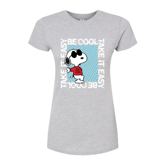 Peanuts - Be Cool, Take It Easy - Snoopy - Juniors Fitted Graphic T-Shirt
