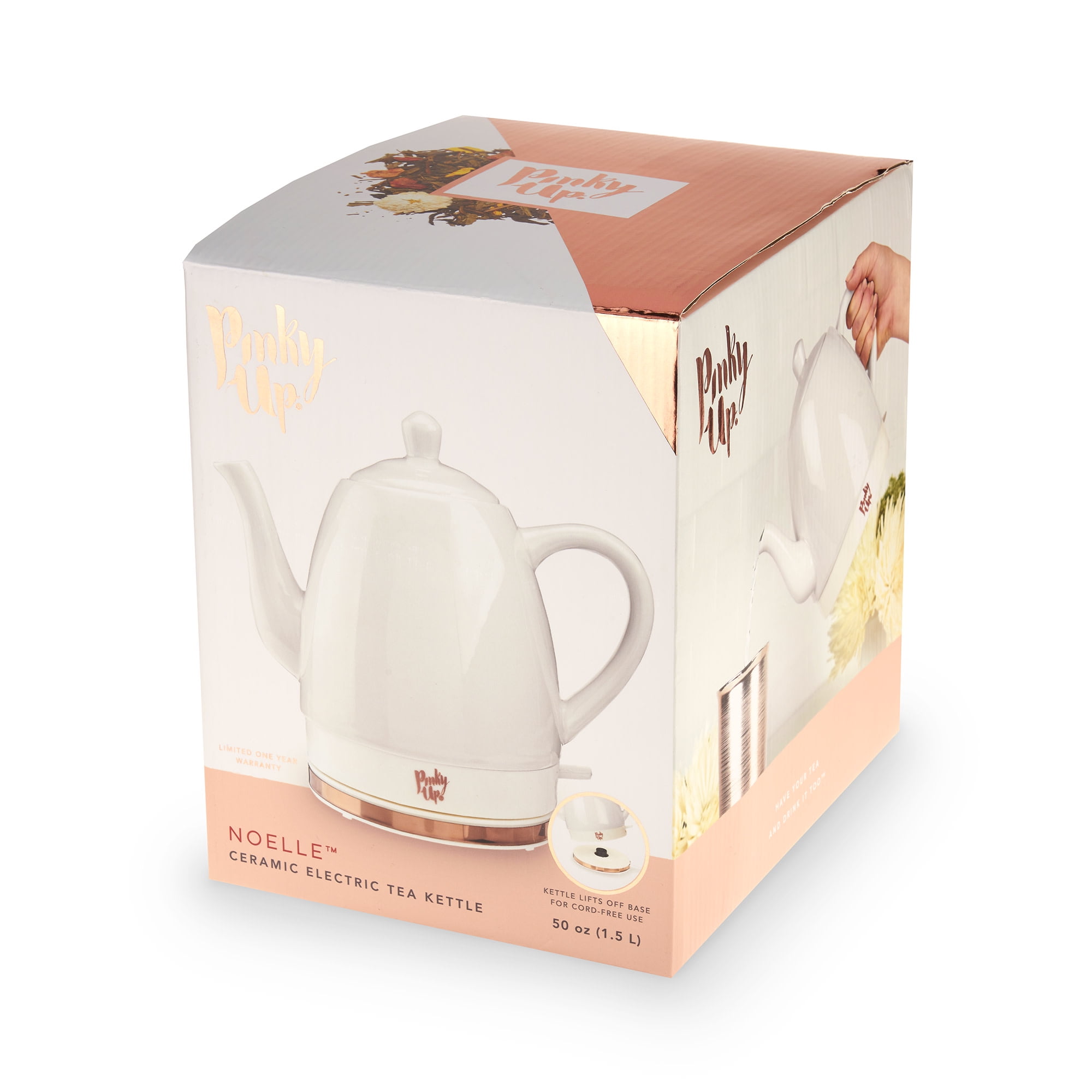 Pink Up Noelle Ceramic Electric Kettle for Hot Tea and Coffee, 1.5L, Gray