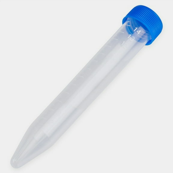 15ml Centrifuge Tube, Economy, PP Material, Printed Graduation, Blue Cap, Sterile, Karter Scientific 403X3 (Pack 50)