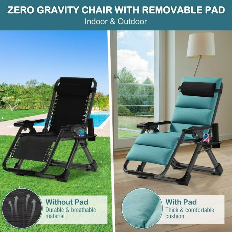 Docred Zero Gravity Chair Camp Reclining Lounge Chairs Outdoor Lounge Patio Chair with Adjustable Pillow