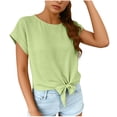 thumbnail image 3 of Craaazy Women's Relaxed Fit Summer Short Sleeve Topss, Round Neck Bow Knot Casual Shirt, Loose Fit Comfy Tee for Everyday Outfits Gifts, 3 of 7