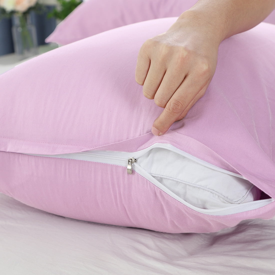 Unique Bargains Pillowcases 2-Piece Egyptian Cotton Pillow Cover Pink Standard