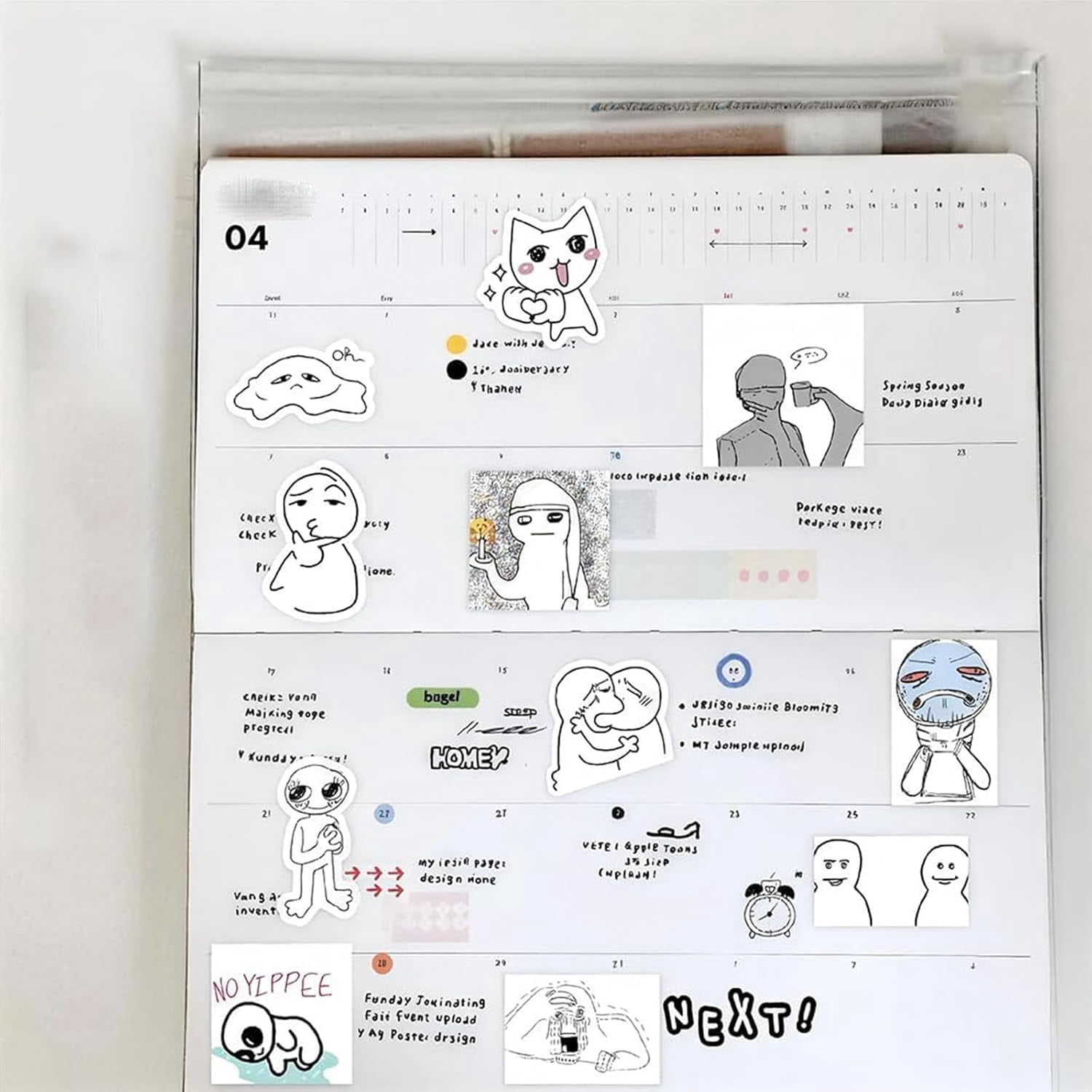 Hand-Drawn Meme Sticker Book, Internet Culture Decals for Journaling, Express Your Mood with Waterproof Vinyl Stickers, Youth Aesthetic, No Repeat Designs