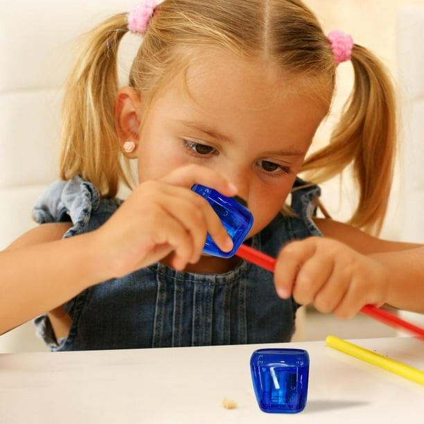 Le taille-crayon bleu pour enfants, enseignants, artistes, taille-crayon et  crayon électrique à double trou.