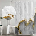 thumbnail image 5 of Gray Gold Marble Shower Curtain, Waterproof Shower Curtains for Bathroom, Modern Abstract Marble Crack Texture Washable Fabric Bathtub Curtain Set Bath Decor with 12 Hooks Long 72"x84", 5 of 8