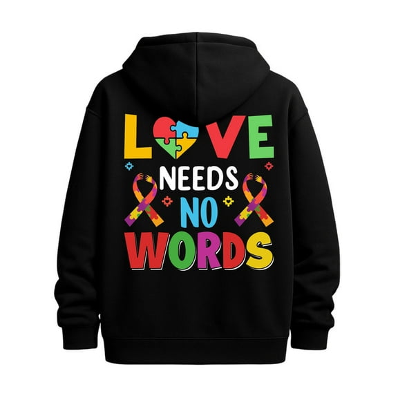 Autism Love graphic hoodies lover for men regular fit black Stylish Autumn/Winter Outerwear, Sweatshirts , Plus Size Hoodies , Cool Hoodies , Funny Hoodies , Sweatshirt gift heart