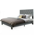 thumbnail image 1 of Gymax Full Size Upholstered Panel Bed W/Linen Panel Headboard Upholstered Wooden Bed, 1 of 10