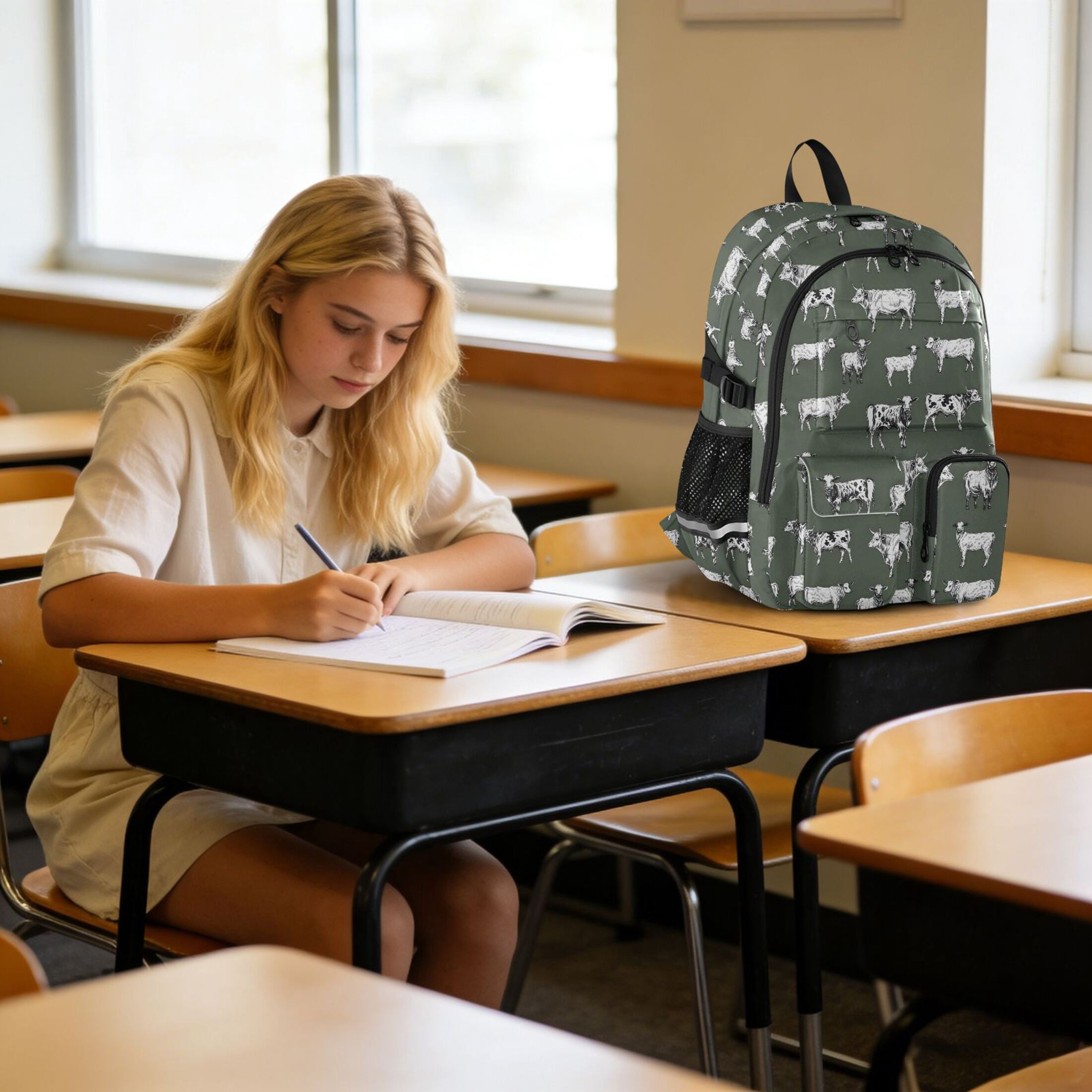 ALAZA Vintage Cows Print Student Backpack School Bookbag Large Laptop Daypack Travel Bag
