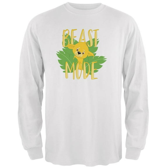 Beast Mode Cute Lion Cub Mens Long Sleeve T Shirt White 2XL