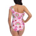 thumbnail image 5 of Picia Cute Flamingo Pattern Women's One Piece Swimsuits,One Shoulder Swimwear Asymmetric ,Ruffle Monokinis Bathing Suits,High Waisted Flattering Bathing Suits-, 5 of 8
